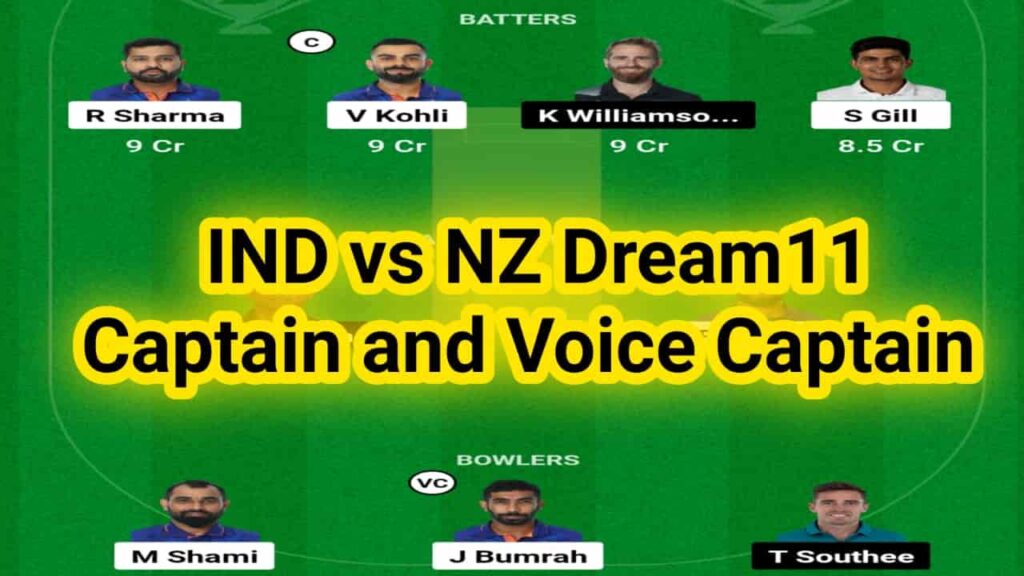 IND vs NZ Dream11 Captain and Voice Captain